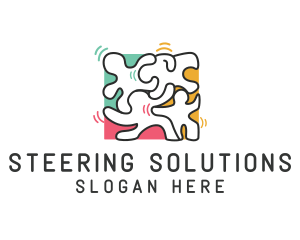 Puzzle Dancing People logo design