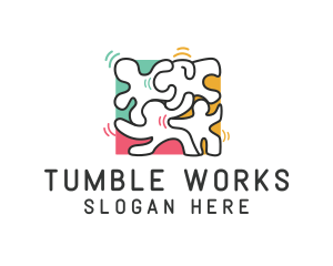 Puzzle Dancing People logo design