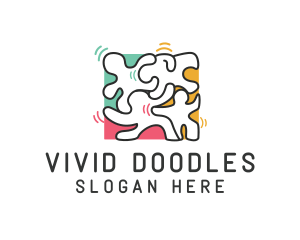 Puzzle Dancing People logo design