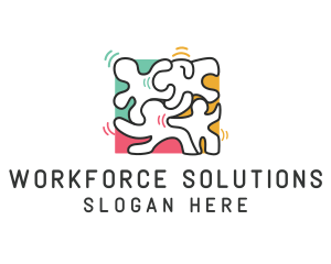 Puzzle Dancing People logo design