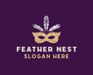 Feather Theatre Mask logo design