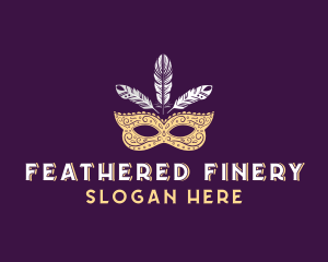 Feather Theatre Mask logo design