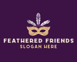 Feather Theatre Mask logo design