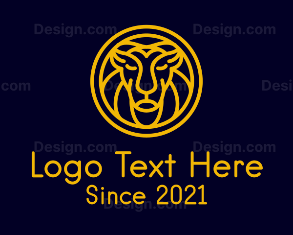 Yellow Lion Head Logo