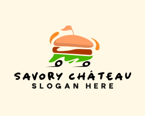 Hamburger Snack Food Delivery logo design