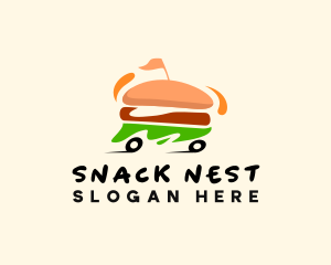 Hamburger Snack Food Delivery logo design