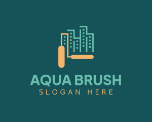 Roller Brush Cityscape Building logo design