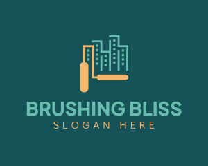 Roller Brush Cityscape Building logo design