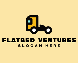 Yellow Flatbed Truck logo design