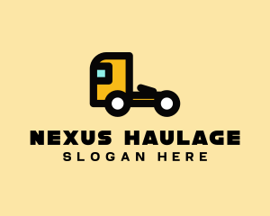 Yellow Flatbed Truck logo design