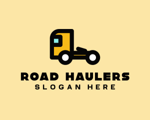 Yellow Flatbed Truck logo design