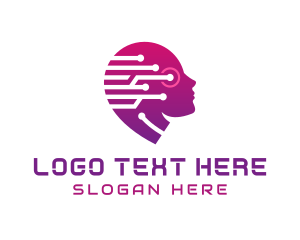 Woman Head  Artificial Intelligence logo