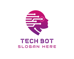 Woman Head  Artificial Intelligence logo design