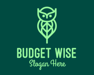 Green Owl Leaf logo design