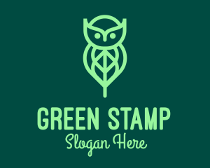 Green Owl Leaf logo design