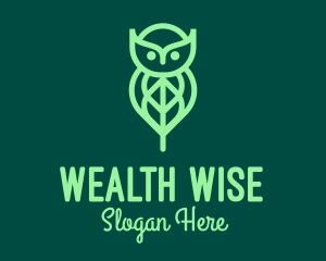 Green Owl Leaf logo design