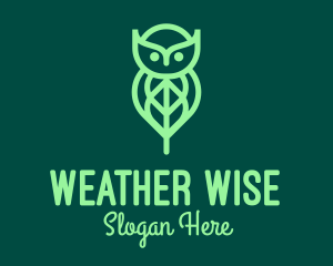 Green Owl Leaf logo design