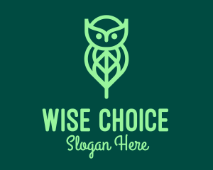 Green Owl Leaf logo design