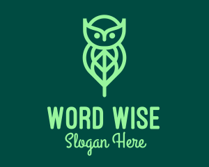 Green Owl Leaf logo design