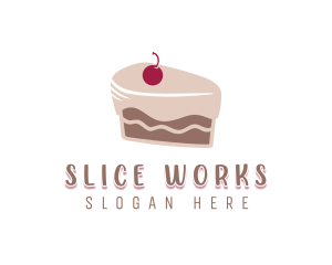 Cherry Cake Slice logo design