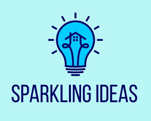 Blue House Lightbulb Electrician logo