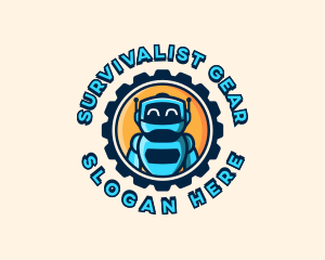 Gear Cartoon Robot logo design