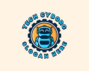 Gear Cartoon Robot logo design