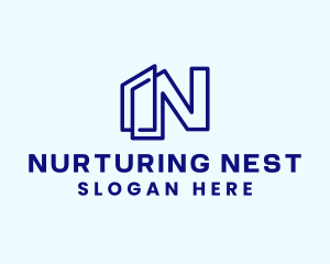 Minimalist Monoline Letter N Building logo design