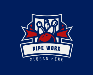 Bowling Ball Pin Strike logo design