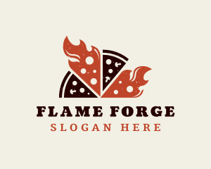 Flame Pizza Snack logo design