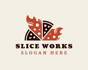 Flame Pizza Snack logo design