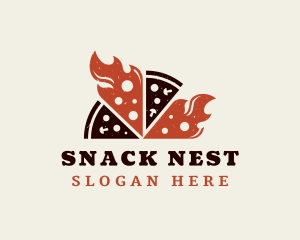 Flame Pizza Snack logo design