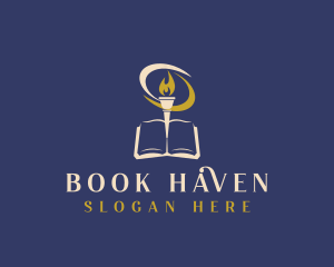 Book Torch Library logo design