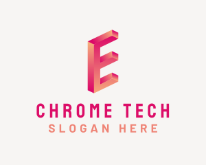 3D Gradient Letter E logo design