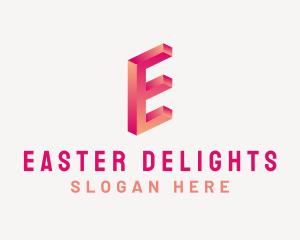 3D Gradient Letter E logo design