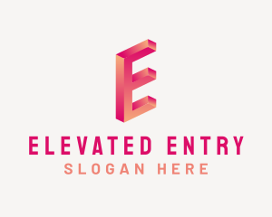 3D Gradient Letter E logo design