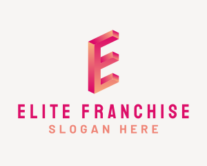 3D Gradient Letter E logo design