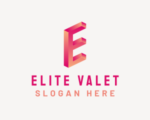 3D Gradient Letter E logo design