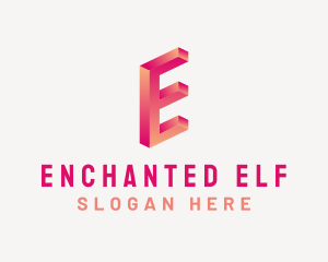 3D Gradient Letter E logo design