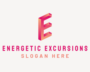 3D Gradient Letter E logo design