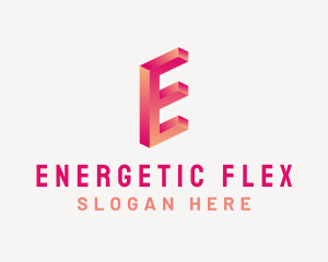 3D Gradient Letter E logo design