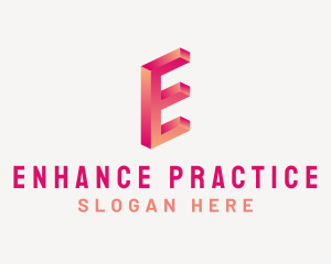 3D Gradient Letter E logo design