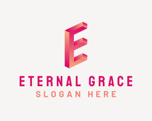 3D Gradient Letter E logo design