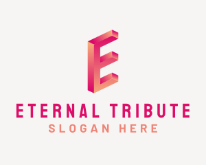 3D Gradient Letter E logo design