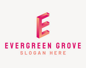 3D Gradient Letter E logo design