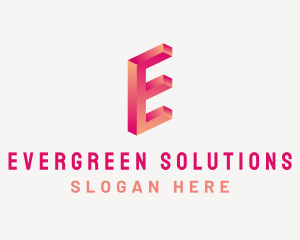 3D Gradient Letter E logo design