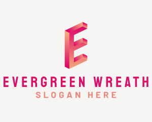 3D Gradient Letter E logo design