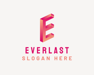 3D Gradient Letter E logo design