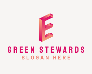 3D Gradient Letter E logo design