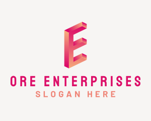 3D Gradient Letter E logo design